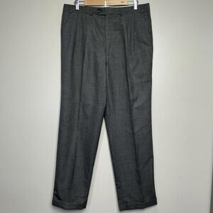 Lauren Ralph Lauren Pants Mens 36x32‎ Super 100s Charcoal Gray Pleated Cuff Wool